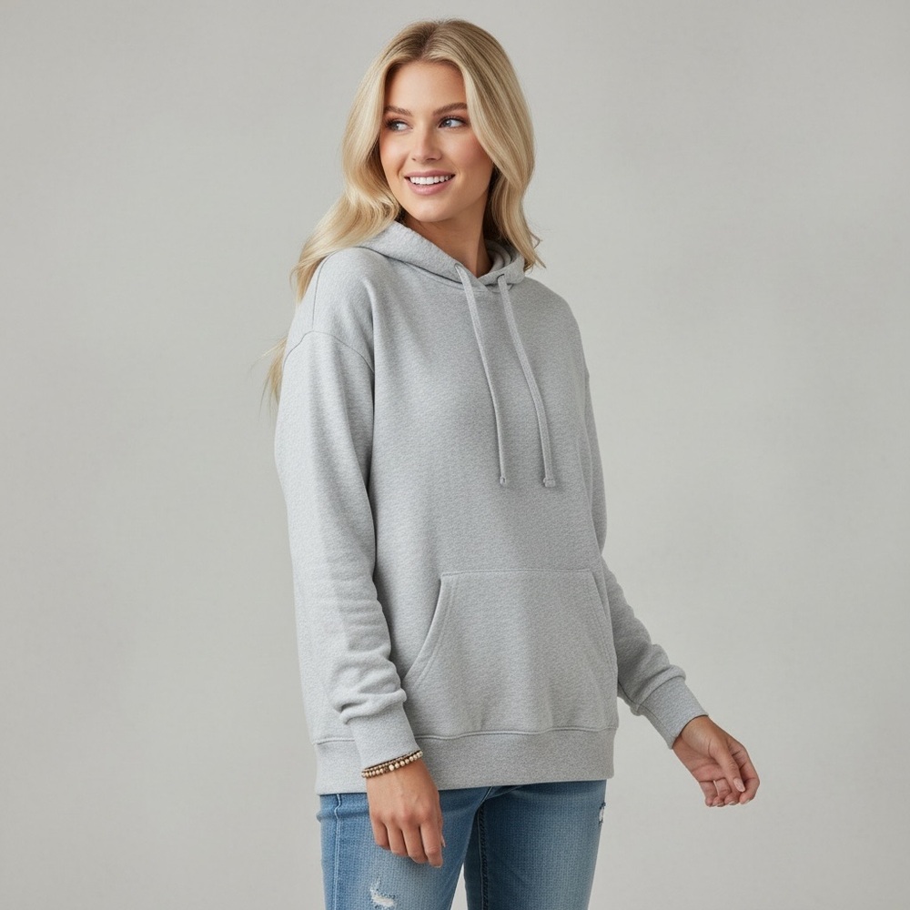 Surf & Swim Co Light Grey Fleece Pullover Hoodie Size M Kangaroo Pocket